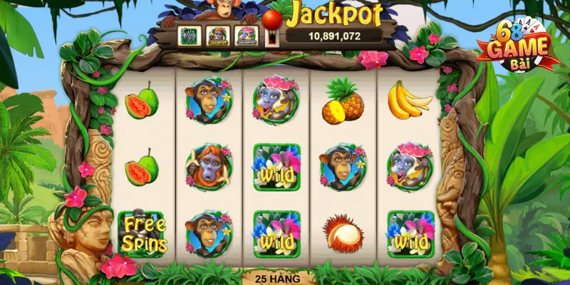 Apes Go Wild được thiết kế với bàn xoay gồm 3 hàng, 5 cột và 25 dòng trả thưởng